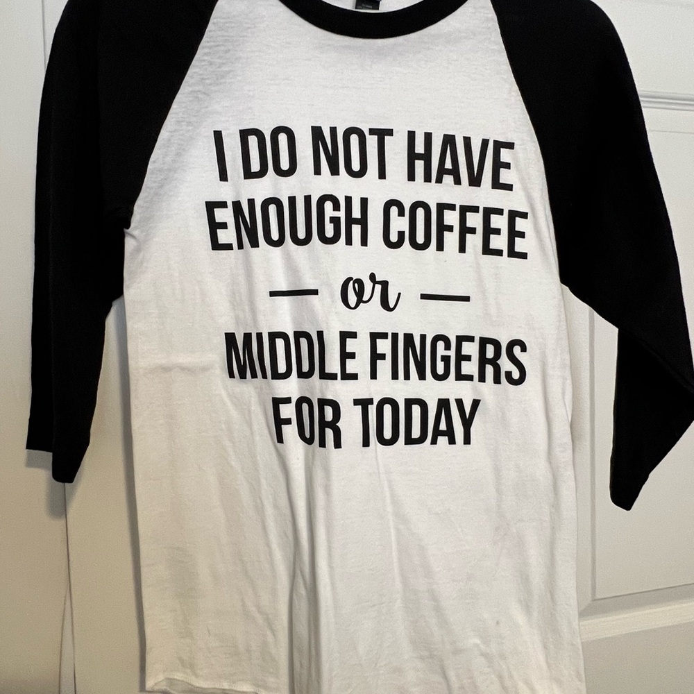 New Never Worn Black and White Graphic Raglan Tee size XS
